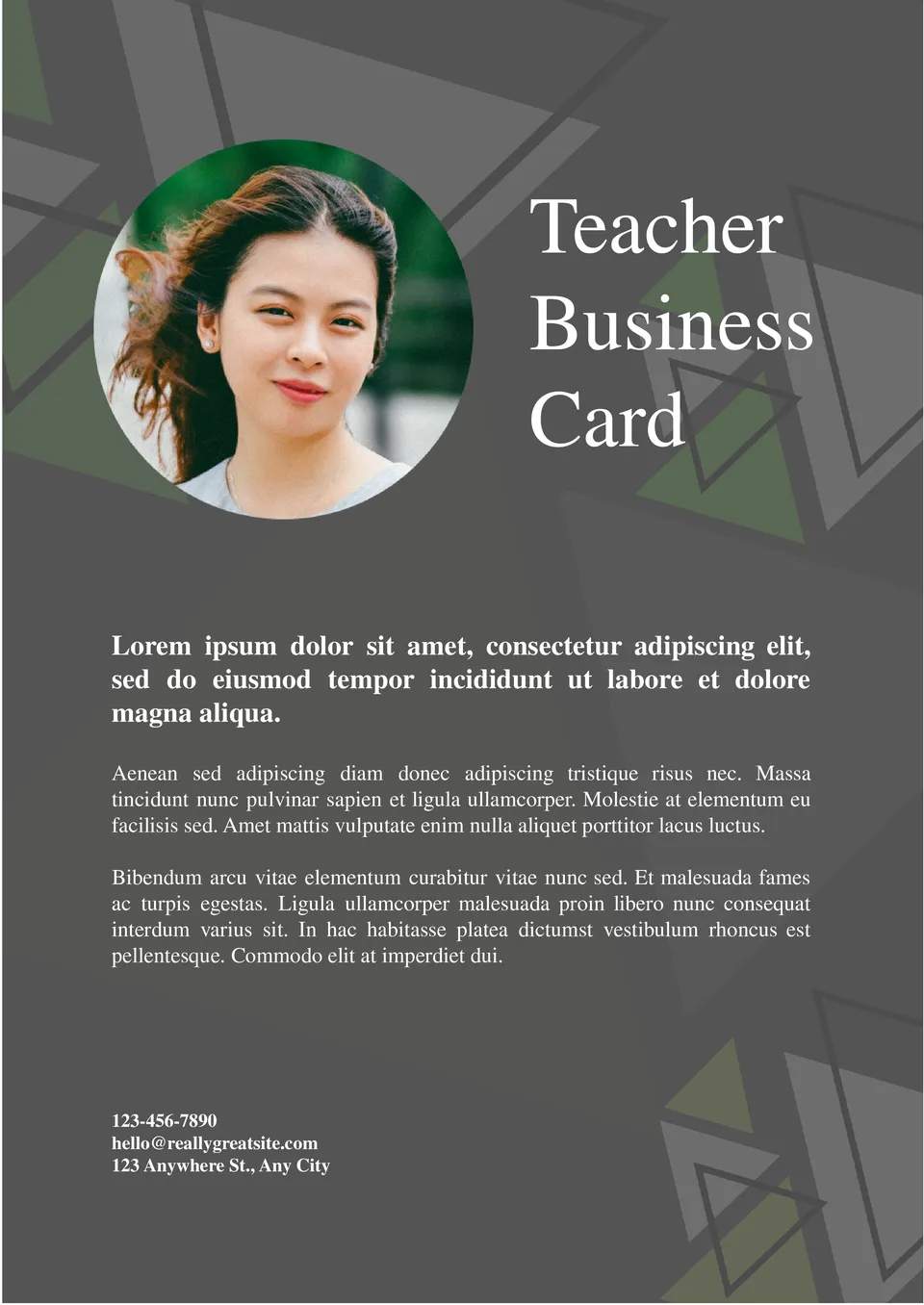 Teacher Business Card Template